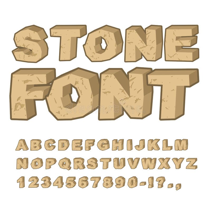 Stenstilsort Uppsättning av bokstäver från stenar Alfabetet och vaggar Ston