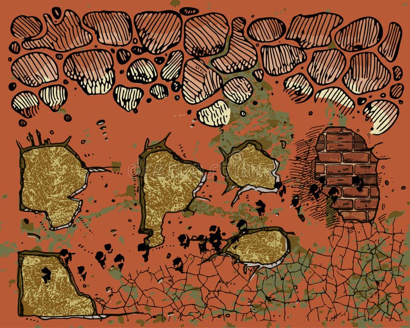 Stenvektorvägg stock illustrationer