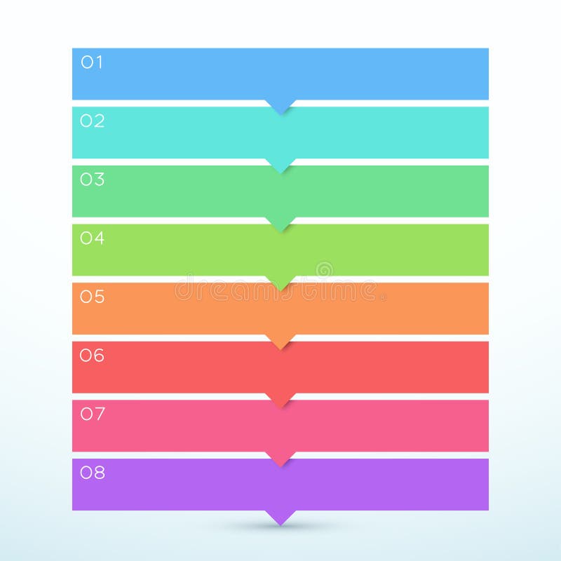 8 Step Arrow List Colorful Banners Infographic Diagram