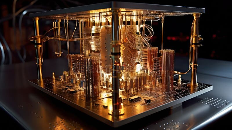 Unleashing Quantum Potential: Exploring the Principle of a Quantum Computer stock illustration