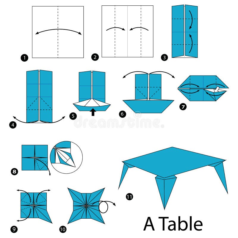 Step by Step Instructions How To Make Origami a Table Stock Vector -  Illustration of origami, guide: 108278793