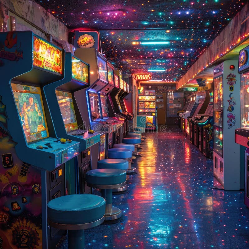 Vibrant Retro Arcade stock illustration. Illustration of coin - 303449353