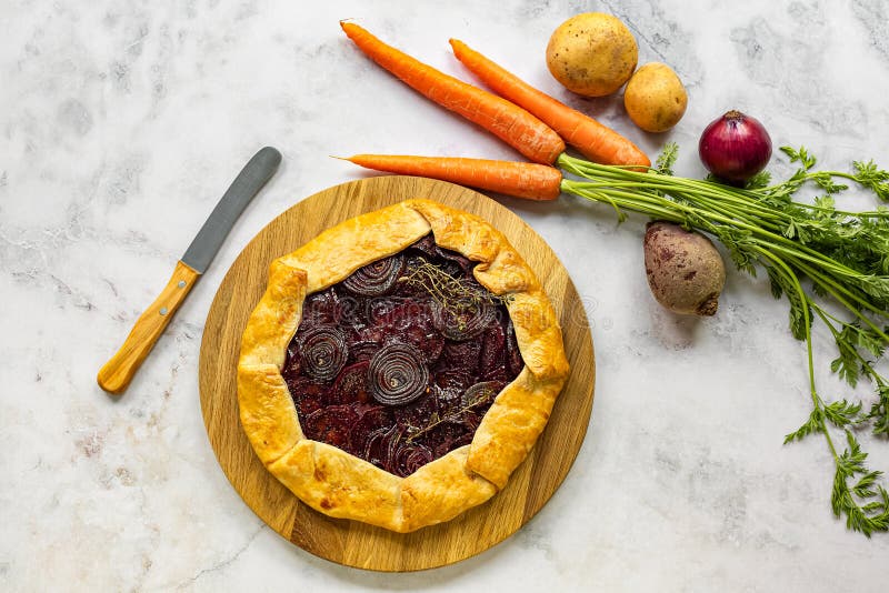 Step by Step Recipe of Savory Root Vegetable Galette. Step 7. Stock