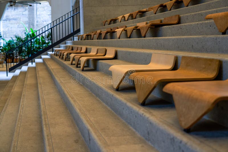 Step Seating for Indoor Casual Theater and Event Spaces Stock Photo