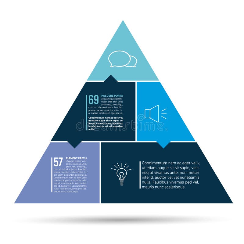 Step by step diagram. Flat triangle with color sections. Triangle scheme, chart, graph, options banner with parts. vector illustration Step by step diagram. Flat triangle with color sections. Triangle scheme, chart, graph, options banner with parts. vector illustration