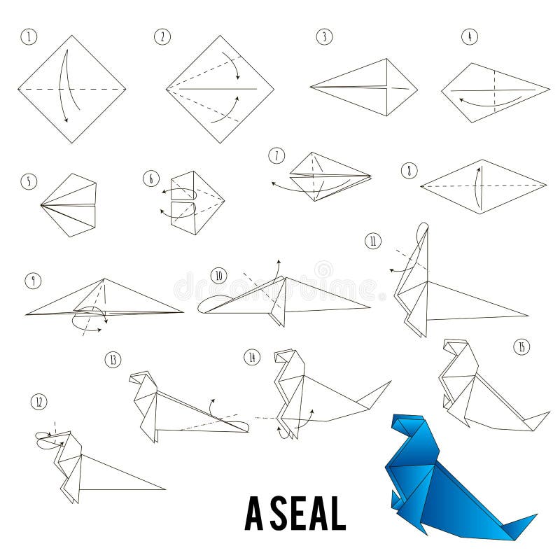 Step Step Instructions How To Make Origami Bird Stock