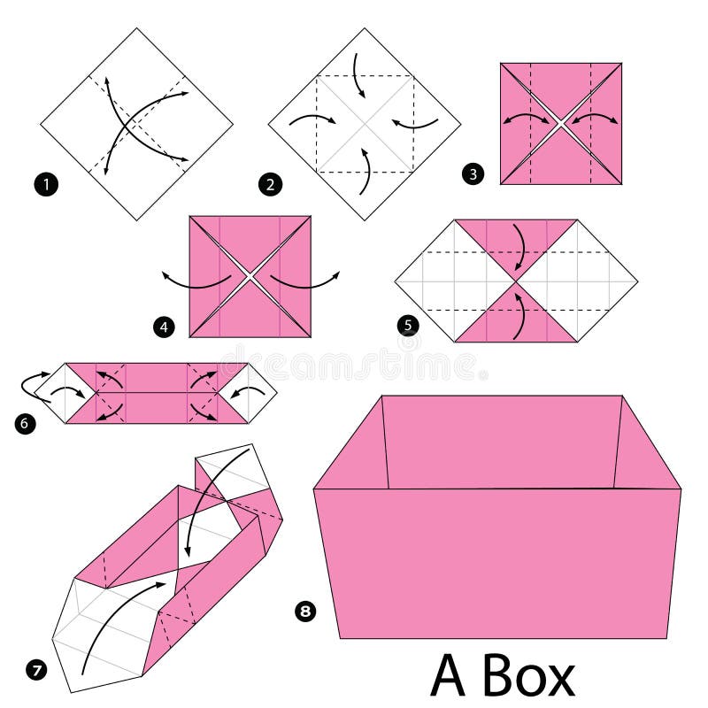 Step Step Instructions How To Make Origami Box Stock Illustrations ...