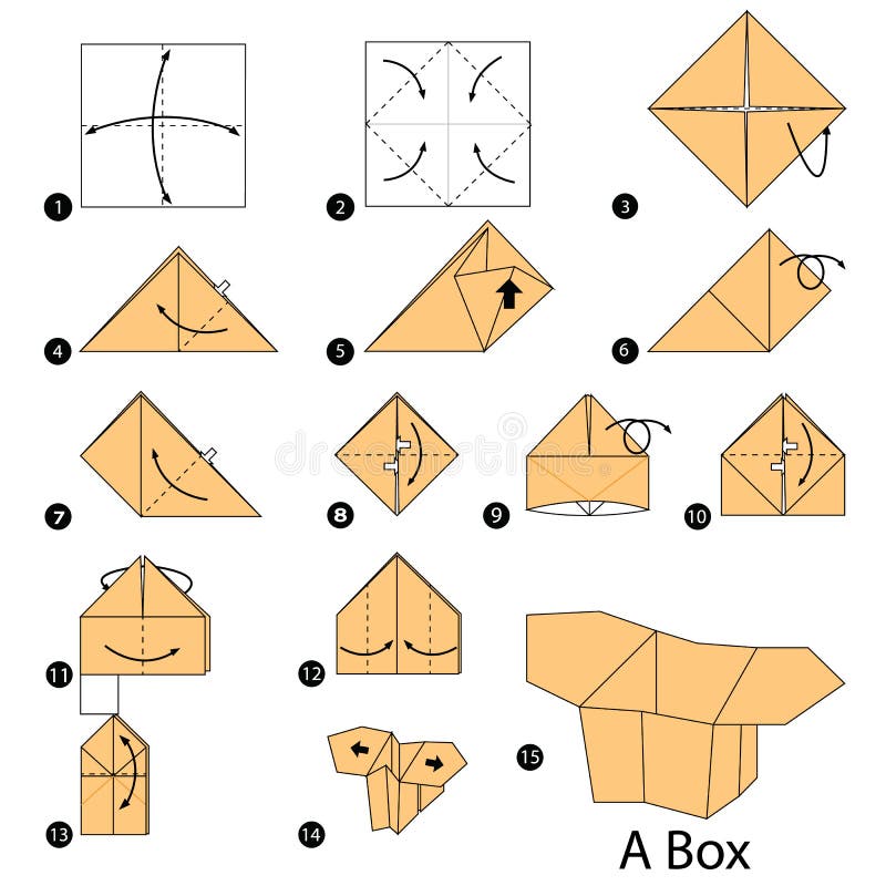 Step Step Instructions How To Make Origami Box Stock