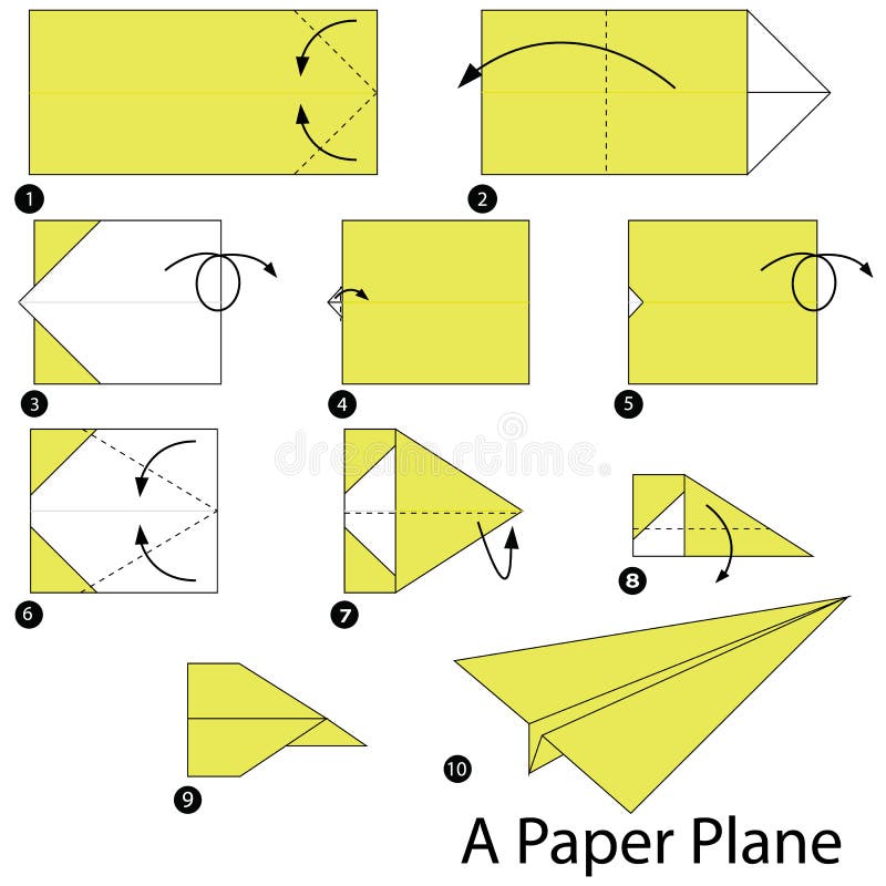 Step by Step Instructions How To Make Origami a Paper Plane. Stock Vector -  Illustration of beauty, creative: 85656966
