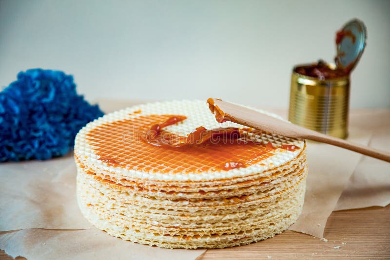 Step by Step, Making a Waffle Cake, with Condensed Milk, and Decorating