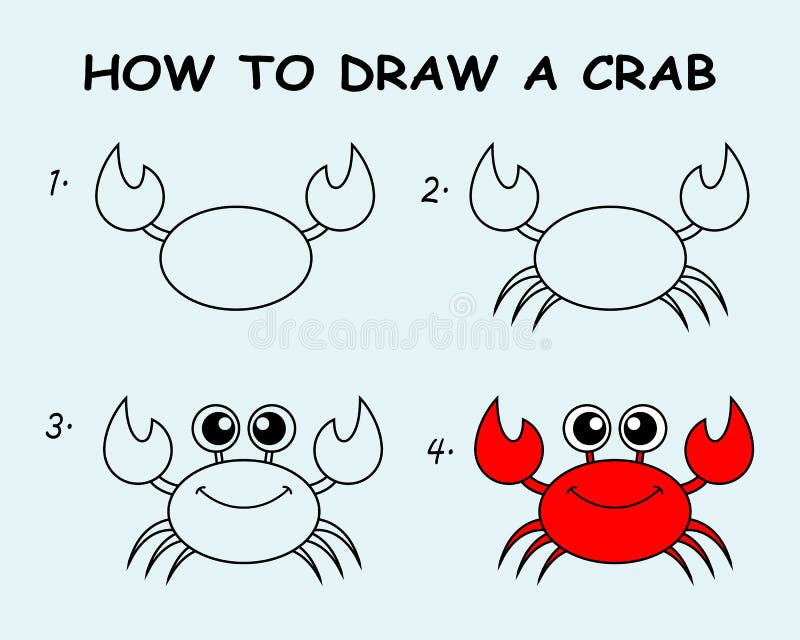 Step By Step To Draw A Crab Drawing Tutorial A Crab Stock Illustration Step By Step To Draw A Crab Drawing Tutorial A Crab Stock Illustration