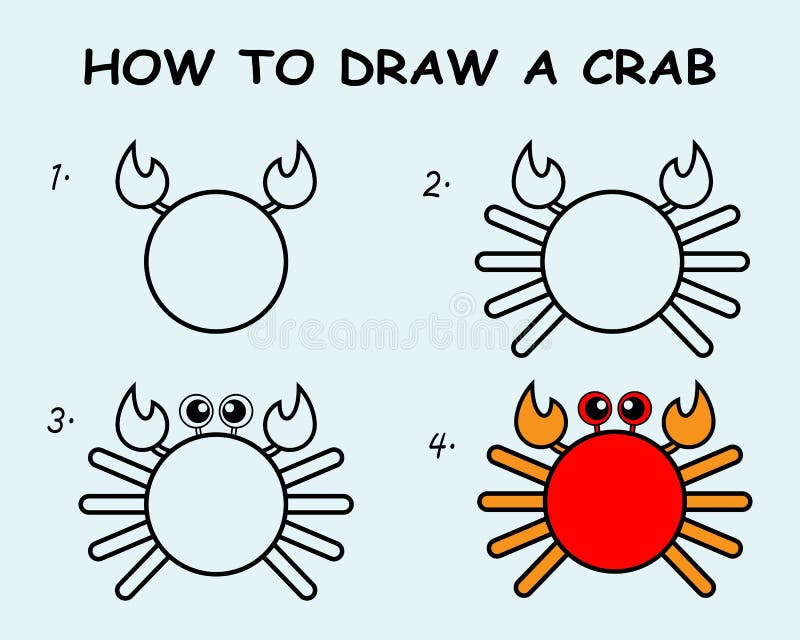 Step By Step To Draw A Crab Drawing Tutorial A Crab Stock Vector Step By Step To Draw A Crab Drawing Tutorial A Crab Stock Vector