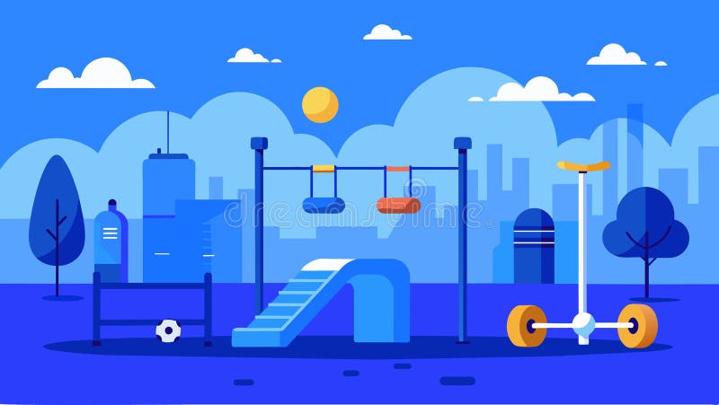 Step into a virtual calisthenics park and challenge yourself with highintensity bodyweight exercises under the bright vector illustration