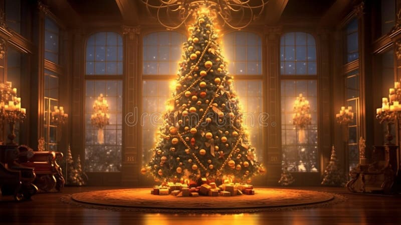 Enchanting Christmas Magic - Adorned Tree in a Blurred Light Aura