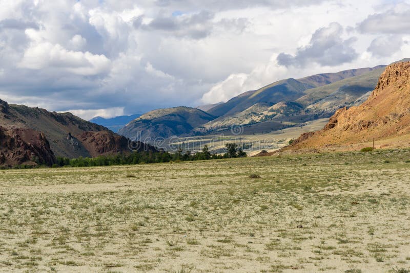 Steppe desert mountain sky