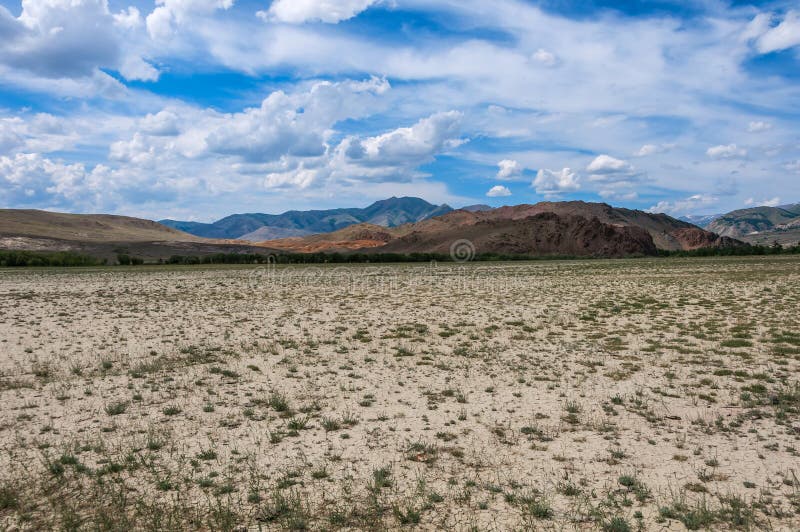 Steppe desert mountain sky