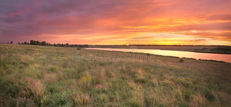 steppe landscape with the river