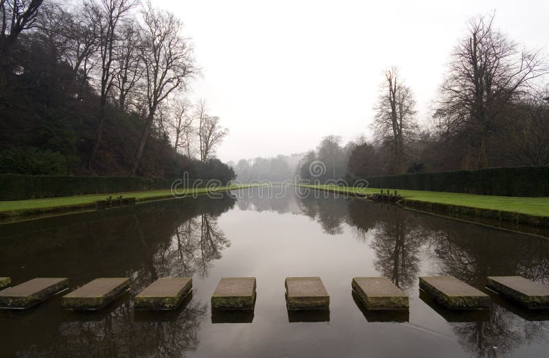 Stepping Stones at Fountains Abbey in North Yorksh