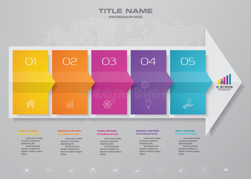 5 steps arrow timeline infographic element. stock illustration 5 steps arrow timeline infographic element. stock illustration