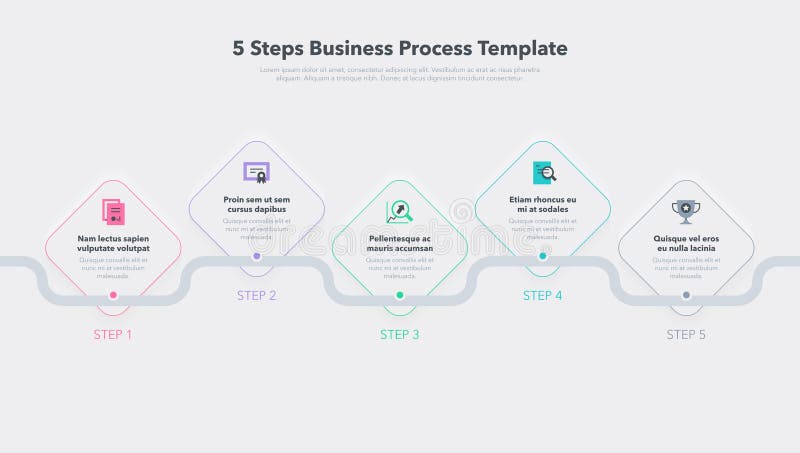 Modern business process template with 5 steps royalty free illustration