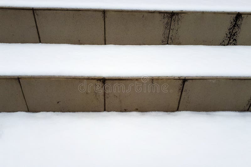 The Steps are Covered with White Snow. Stock Photo Image of climb