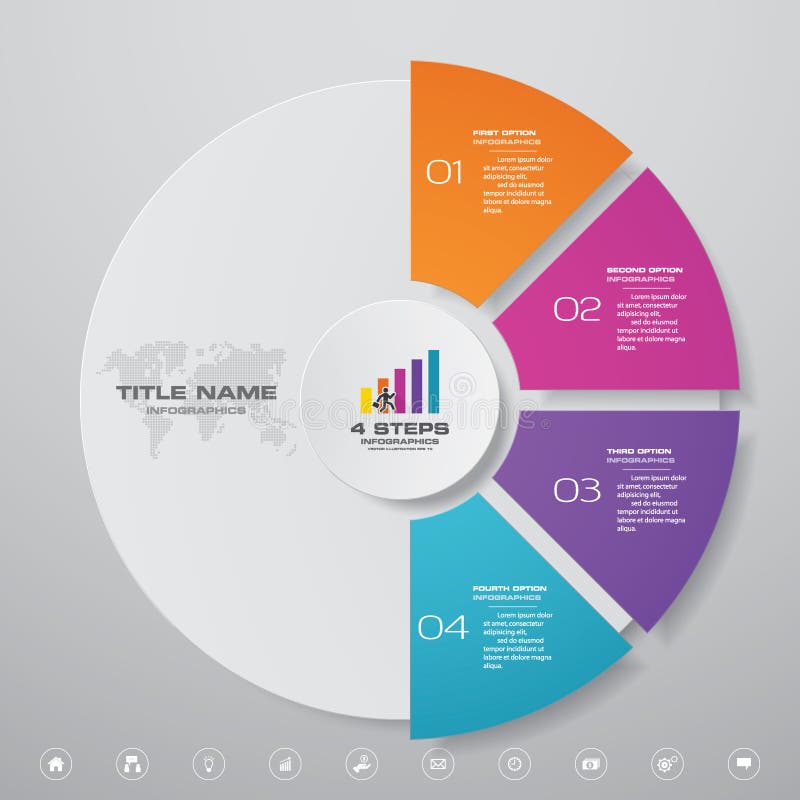 4 steps cycle chart infographics elements. EPS 10.