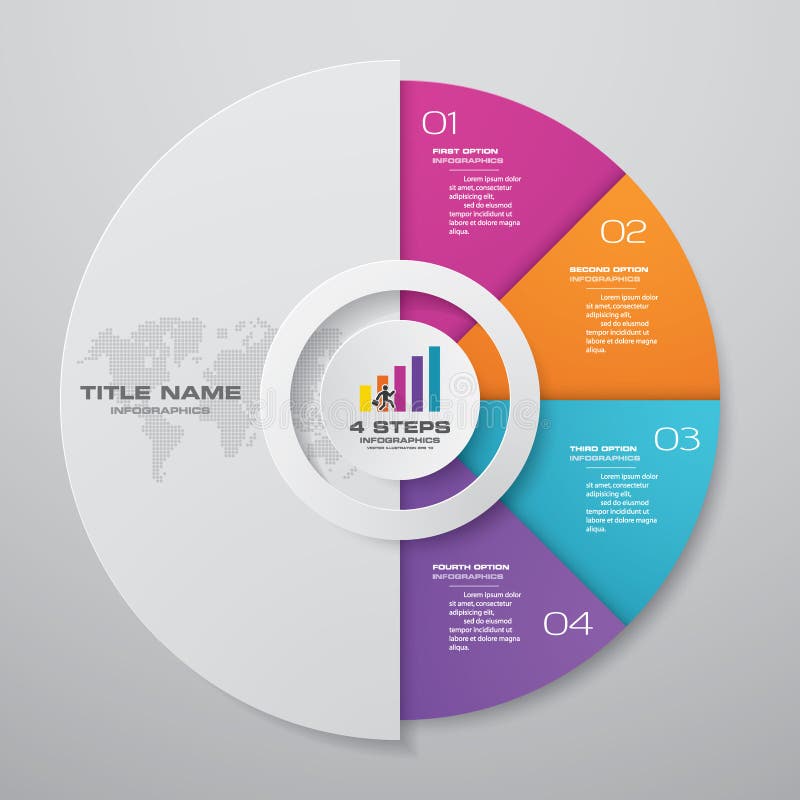 4 steps cycle chart infographics elements. EPS 10.