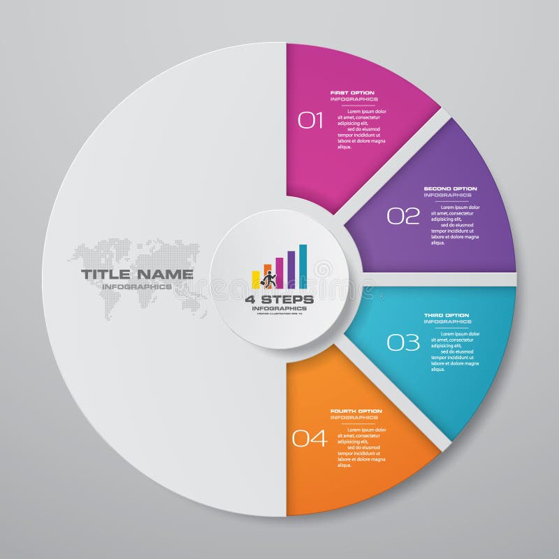 4 steps cycle chart infographics elements. EPS 10. For data and business presentation.