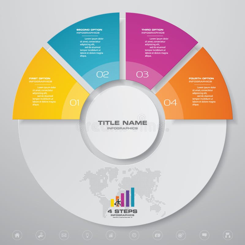 4 steps cycle chart infographics elements. EPS 10. For data presentation.