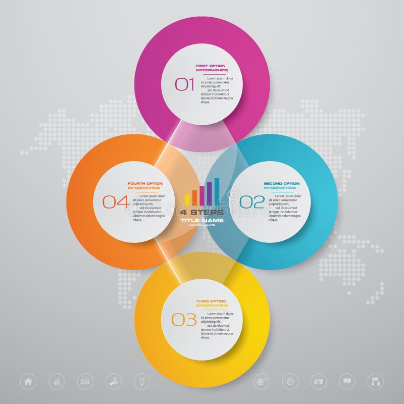 4 steps half cycle chart infographics elements for data presentation. EPS 10.