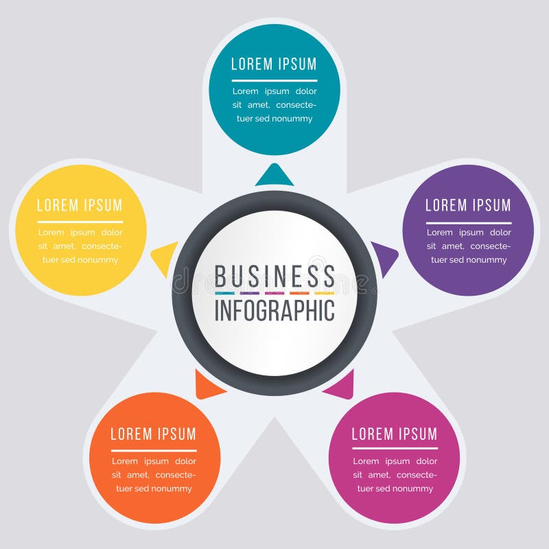 5 Steps Infographic business information 5 objects, steps, elements or options infographics design template stock illustration