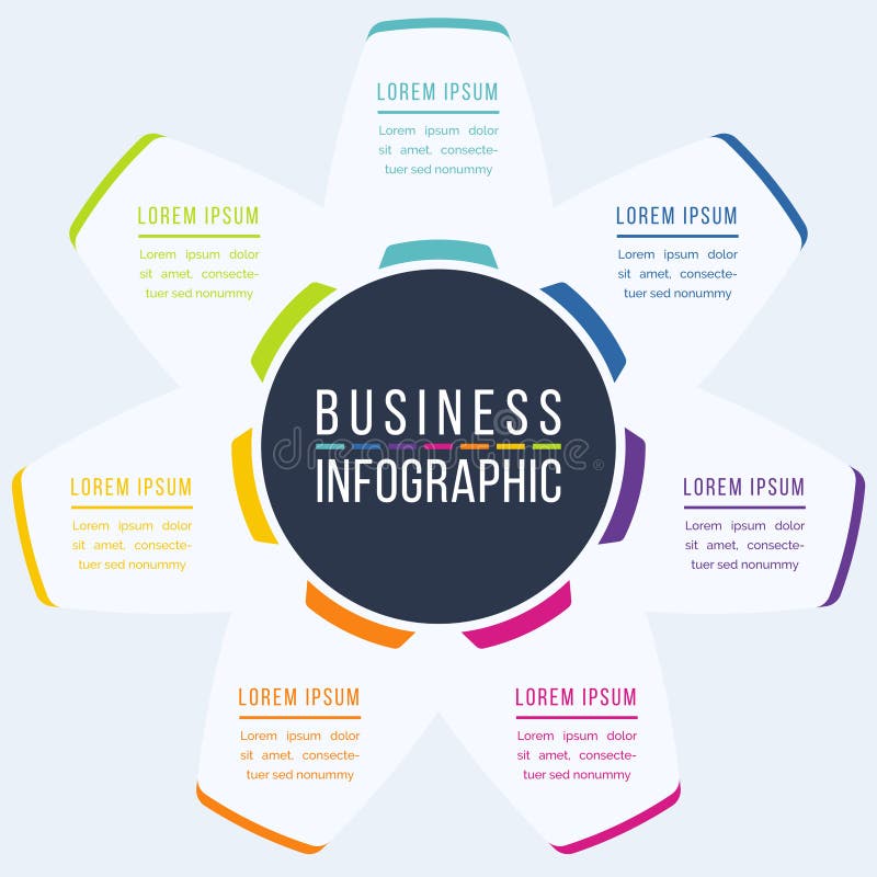 7 Steps Infographic circle design 7 steps, objects, elements or Options infographic business information stock illustration