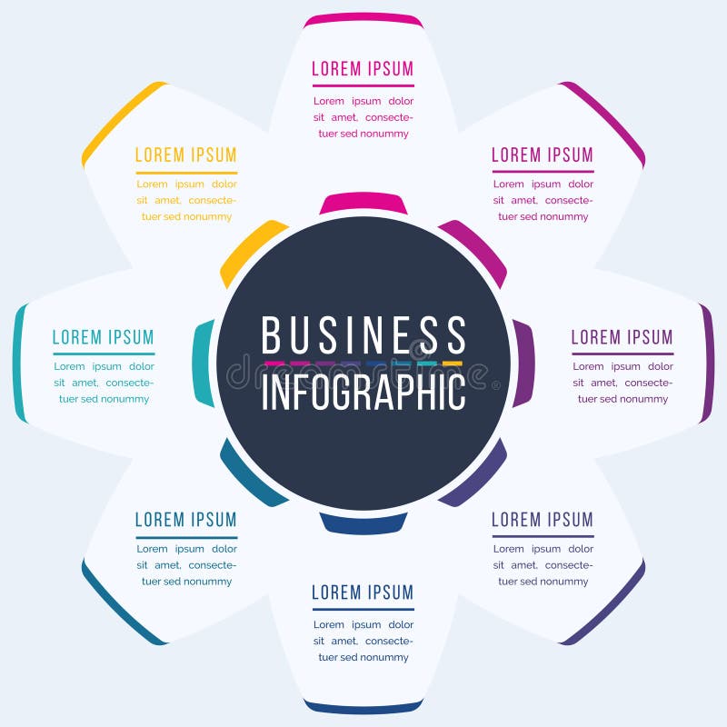 8 Steps Infographic circle design 8 steps, objects, elements or Options infographic business information stock illustration