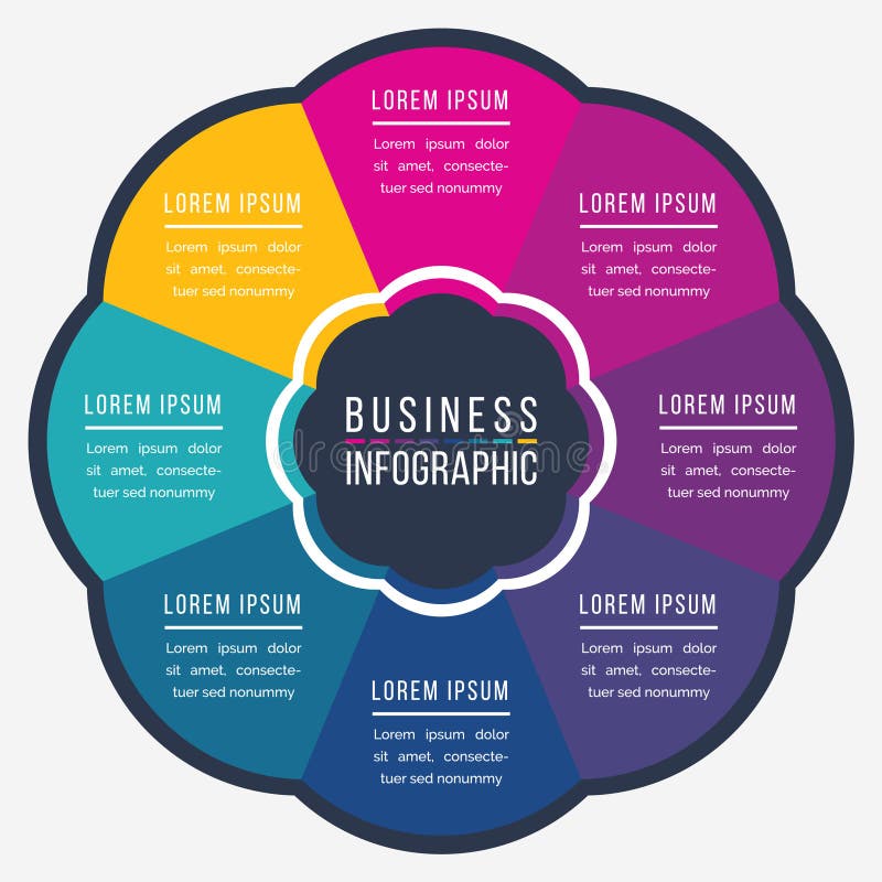 8 Steps infographic circle design template for business information vector illustration