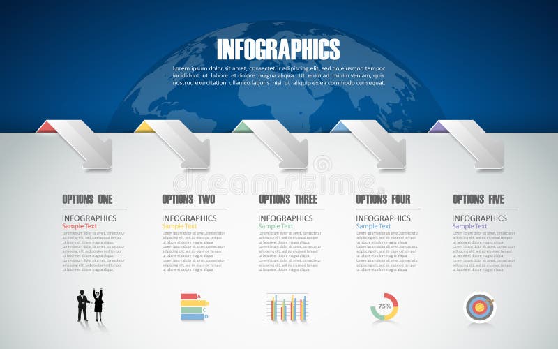 5 steps infographic template. can be used for workflow layout, diagram stock illustration