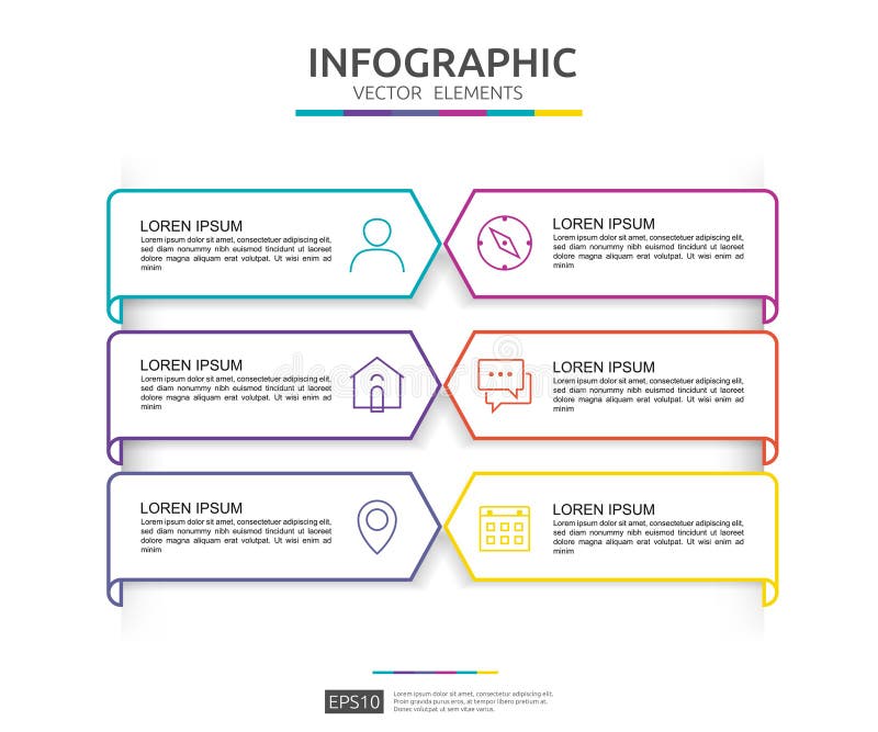 6 Steps Infographic. Timeline Design Template With 3D Paper Label. Business Concept With Options ...