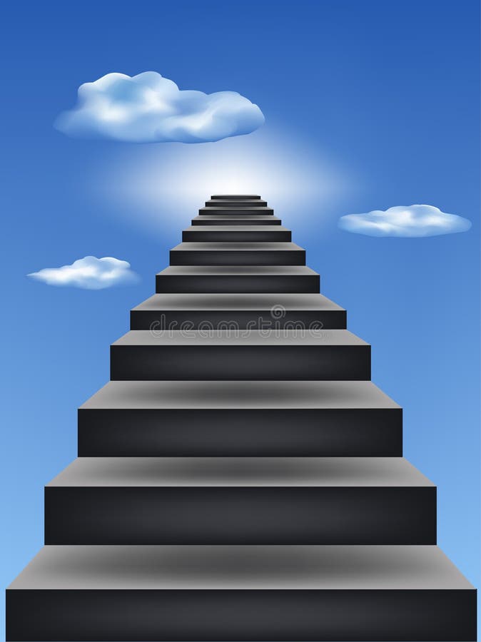 Steps leaders in the blue sky royalty free illustration