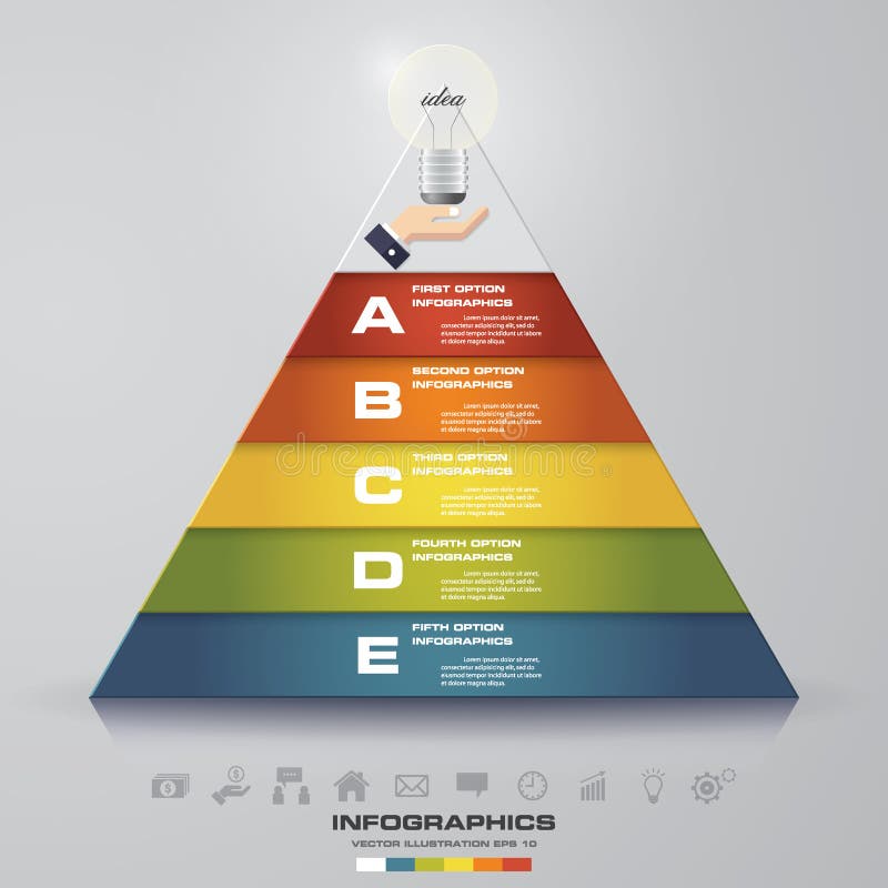 5 steps pyramid with free space for text on each level. infographics. EPS10. stock illustration