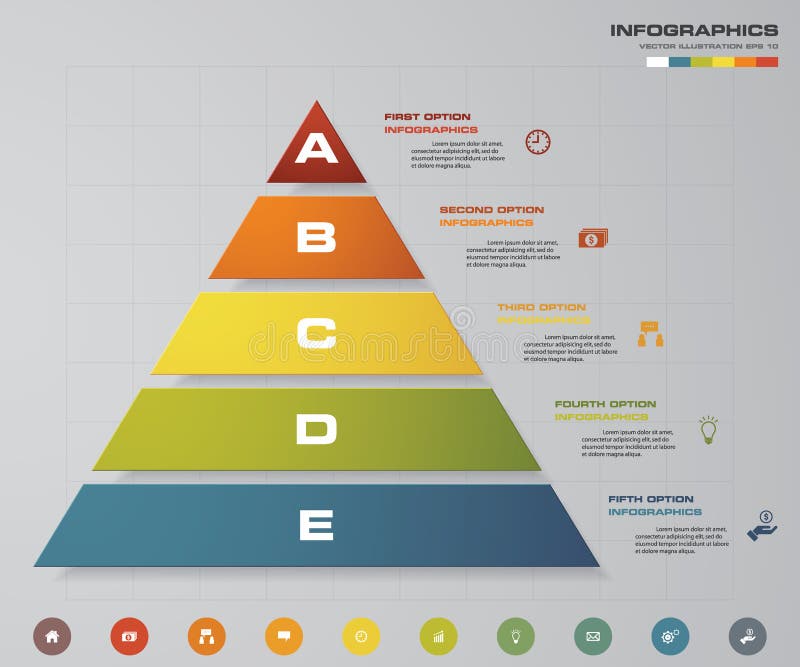 5 steps pyramid with free space for text on each level. infographics, presentations or advertising. EPS10. royalty free illustration