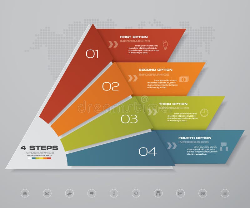 4 steps pyramid with free space for text on each level. infographics, presentations or advertising. stock illustration