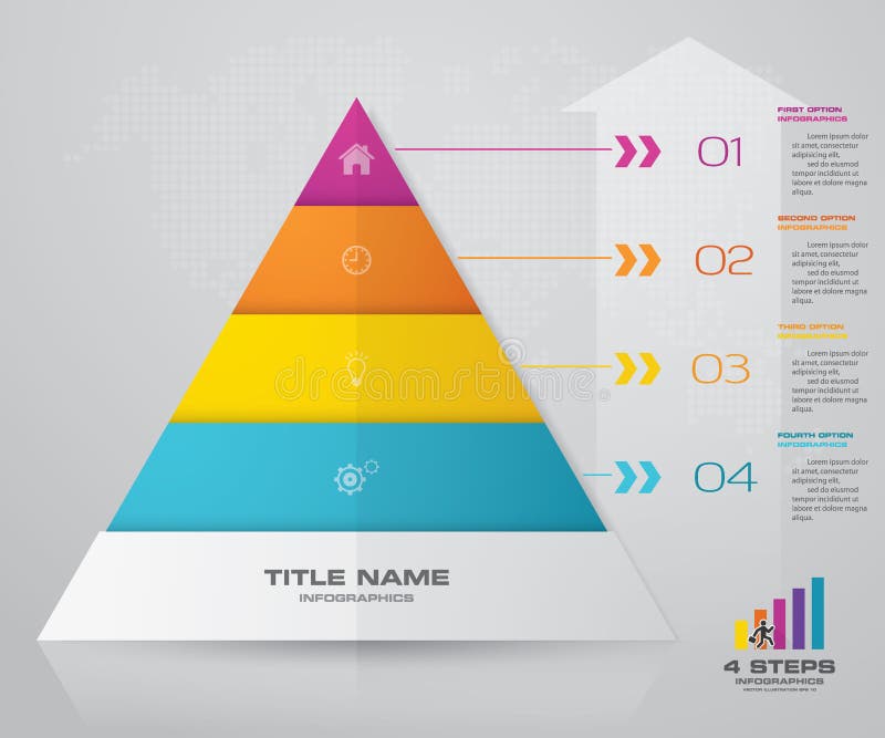 4 steps pyramid with free space for text on each level. vector illustration