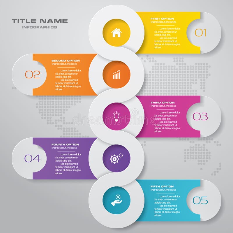 5 steps timeline infographic element. EPS 10. vector illustration