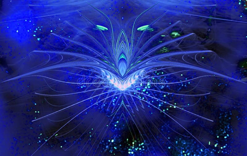 Ster abstracte bloem op blauwe flikkerende achtergrond stock illustratie Ster abstracte bloem op blauwe flikkerende achtergrond stock illustratie