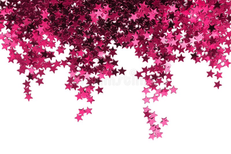 Magenta pink star shaped confetti isolated over white. Magenta pink star shaped confetti isolated over white