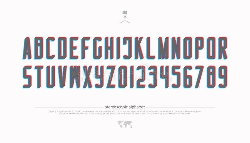 Stereoscopic alphabet letters and numbers. vector, 3d effect font type vector illustration Stereoscopic alphabet letters and numbers. vector, 3d effect font type vector illustration