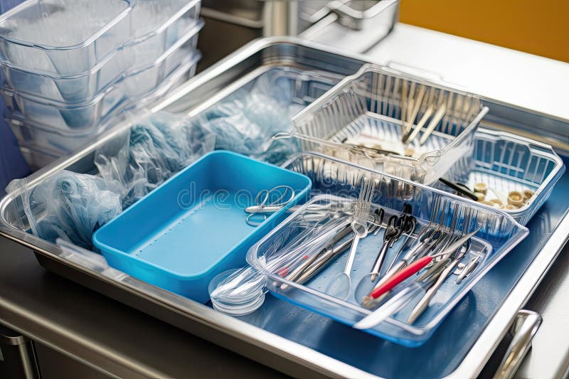 Sterilization Tray Filled with Surgical Instruments in Preparation for
