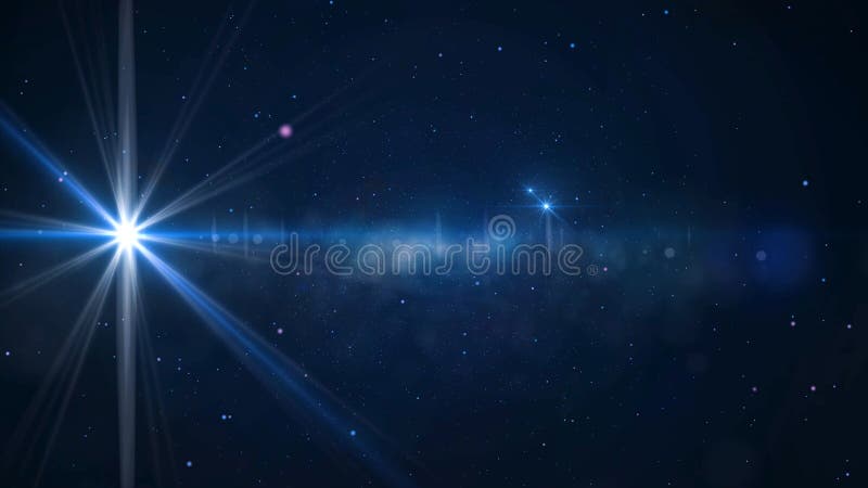 Stern-Feld - lebhafter Bewegungshintergrund des Sternfeldes und -Blendenflecke Animation eines hellen Sternes