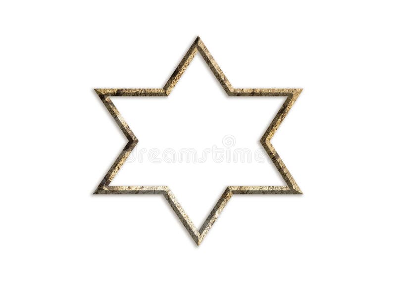 3D ILLUSTRATION star sign, symbol of stone isolated on white background. 3d rendering cracked old vintage surface, design element. 3D ILLUSTRATION star sign, symbol of stone isolated on white background. 3d rendering cracked old vintage surface, design element