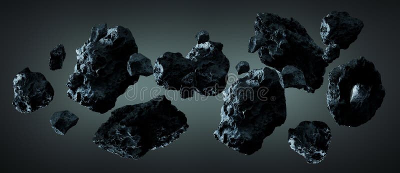 Sternartige Wiedergabe des Satzes 3D des dunklen Felsens lizenzfreie abbildung Sternartige Wiedergabe des Satzes 3D des dunklen Felsens lizenzfreie abbildung