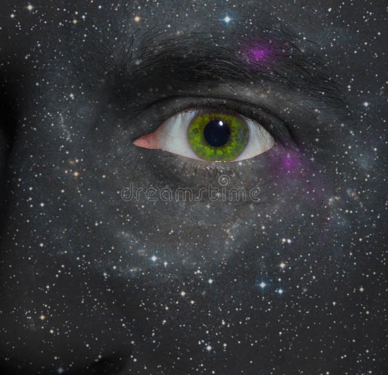 Sterne Gemalt Auf Einem Gesicht Stockfoto - Bild von milchig, kosmos